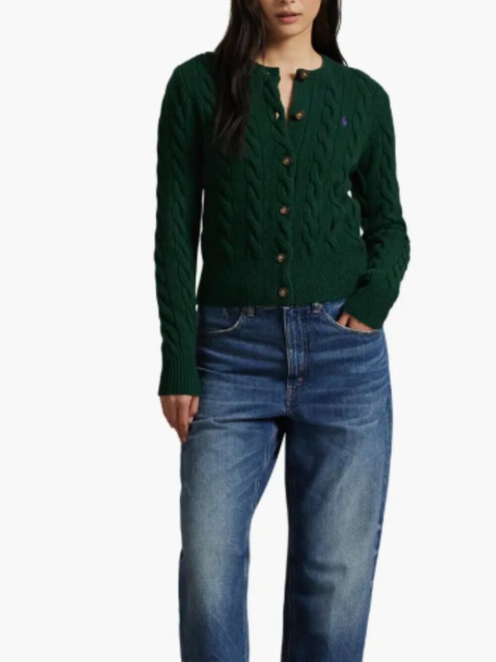 Polo Ralph Lauren Cable Knit Wool & Cashmere Cardigan – XS – Green - Picture 11 of 14
